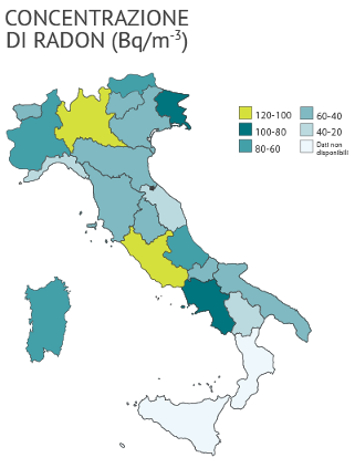Mappa del Radon in Italia
